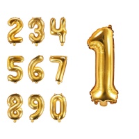 Globo de número dorado de 35 cm - PartyDeco