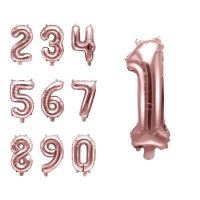 Globo de número rosa dorado de 35 cm - PartyDeco