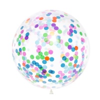 Globo de látex gigante con confetti de colores de 1 m - PartyDeco - 1 unidad