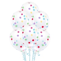 Globos de látex con confetti de colores de 30 cm - PartyDeco - 6 unidades