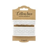 Cinta de encaje de algodón blanco de 1,5 m - 2 unidades