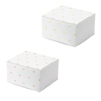 Caja cuadrada blanca con corazones de 6 cm - 10 unidades