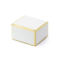 Caja cuadrada blanca con borde dorado de 6 cm - 10 unidades