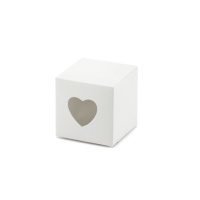 Caja cuadrada blanca con corazón transparente de 5 cm - 10 unidades