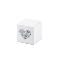 Caja cuadrada blanca con corazón de 5 cm - 10 unidades