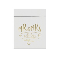 Bolsas de papel Mr and Mrs dorado - 6 unidades