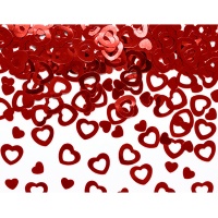 Confetti de corazones pequeños rojos metalizados de 15 g