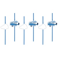 Pajitas de plástico de Aviadores - 6 unidades