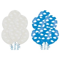 Globos de látex con nubes blancas de 30 cm - PartyDeco - 50 unidades