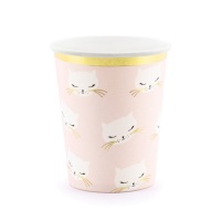 Vasos rosas de Gatos de 200 ml - 6 unidades