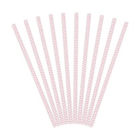 Pajitas de papel chevron zigzag rosa - 10 unidades