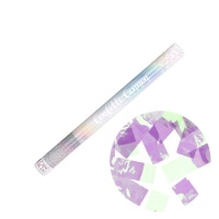 Cañón de confetti de tiras blancas iridiscentes - 60 cm