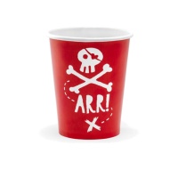 Vasos de calavera pirata de 220 ml - 6 unidades