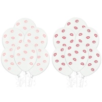 Globos de látex blancos con labios de 30 cm - PartyDeco - 6 unidades