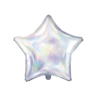 Globo iridiscente estrella blanco de 48 cm - PartyDeco - 1 unidad
