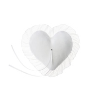 Cojín para alianzas con forma de corazón blanco - 14 x 15 cm