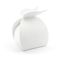 Caja blanca con cierre en forma de alas de 8,5 cm - 10 unidades