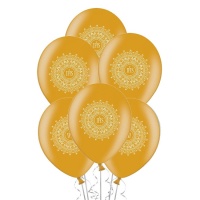Globos de látex metalizado de Mi Primera Comunión dorada de 30 cm - PartyDeco - 6 unidades