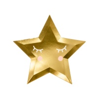 Platos de estrella dorada de 27 cm - 6 unidades