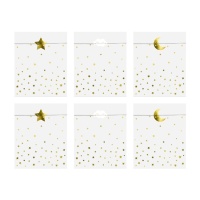 Bolsas de papel de Unicornios con estrellas - 6 unidades