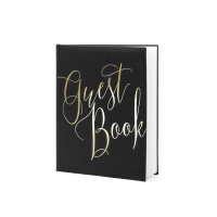 Libro de firmas Guest Book negro con letras doradas