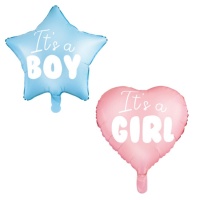 Globo estrella/corazon de baby shower de 48 cm - PartyDeco