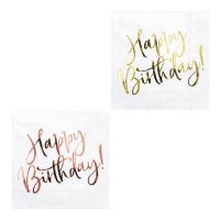 Servilletas de Happy Birthday de 16,5 x 16,5 cm - 20 unidades