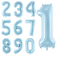 Globo de número azul pastel de 86 cm - PartyDeco