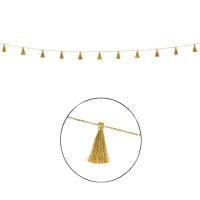 Guirnalda dorada con pompones tassel - 1,90 m