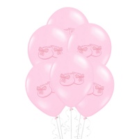 Globos de látex de patucos rosas de 30 cm - PartyDeco - 6 unidades
