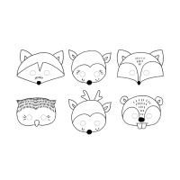 Caretas para pintar de Animales del Bosque - 6 unidades