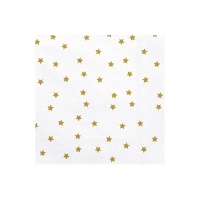 Servilletas blancas con estrellas doradas de 16,5 x 16,5 cm - 20 unidades