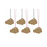 Etiquetas de papel kraft para regalo con forma de nube con hilo - 6 unidades
