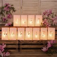 Bolsas de luz para velas con letras de Just Married - 11 unidades
