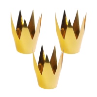 Coronas doradas de Reina de la fiesta - 3 unidades