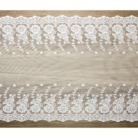 Camino de mesa de 45 cm de encaje blanco decorativo flores - 9 m