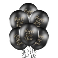 Globos de látex de Año Nuevo pastel negro de 30 cm - PartyDeco - 8 unidades