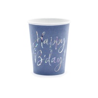 Vasos de Feliz Cumpleaños lila de 220 ml - 6 unidades