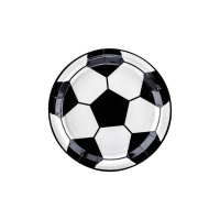 Platos de fútbol balón blanco y negro de 18 cm - 6 unidades