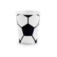 Vasos de fútbol balón blanco y negro de 260 ml - 6 unidades