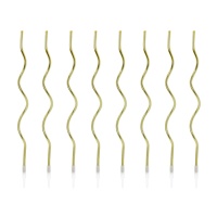 Velas en espiral larga doradas de 14,5 cm - 8 unidades
