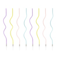 Velas en espiral larga multicolor pastel de 14,5 cm - 8 unidades