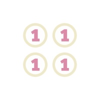 Etiquetas de número 1 rosa con adhesivo - 4 unidades