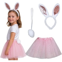 Conjunto de conejita con diadema, tutú y cola