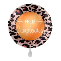 Globo redondo de Feliz cumpleaños de borde de leopardo de 43 cm - Premioloon