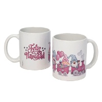 Taza de 350 ml aprox. Gnomos de Feliz Navidad rosa