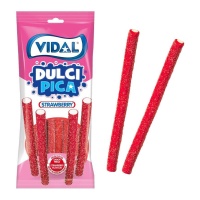 Regaliz rojo de fresa relleno con pica pica - Fini sour pencils - 90 gr