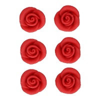 Figuras de mazapán de rosas con purpurina de 2,5 cm - FunCakes - 6 unidades