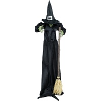 Bruja gigante animada de Halloween con luz, sonido y movimiento de 1,85 m