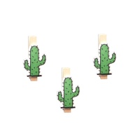 Pinzas de Cactus verde de 4,8 cm - 3 unidades